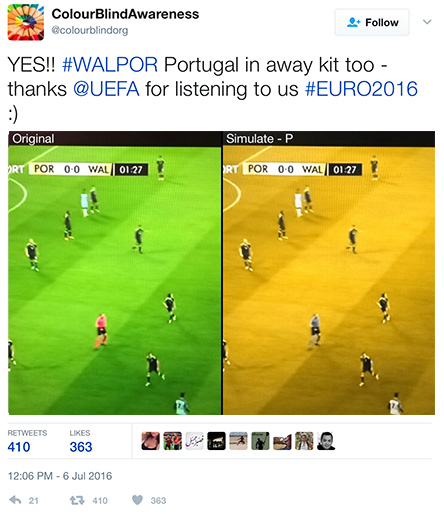 YES!! #WALPOR Portugal in away kit too - thanks @UEFA for listening to us #EURO2016 :)